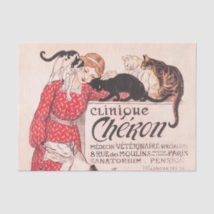 Clinique Cheron Vintage Hund Katze Steinlen Poster Seidenpapier