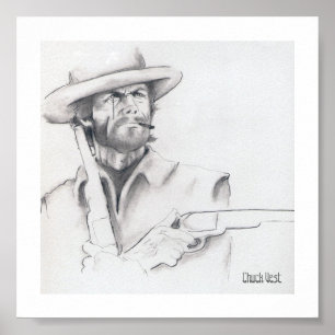 Clint Eastwood Pencil Art Posters Poster