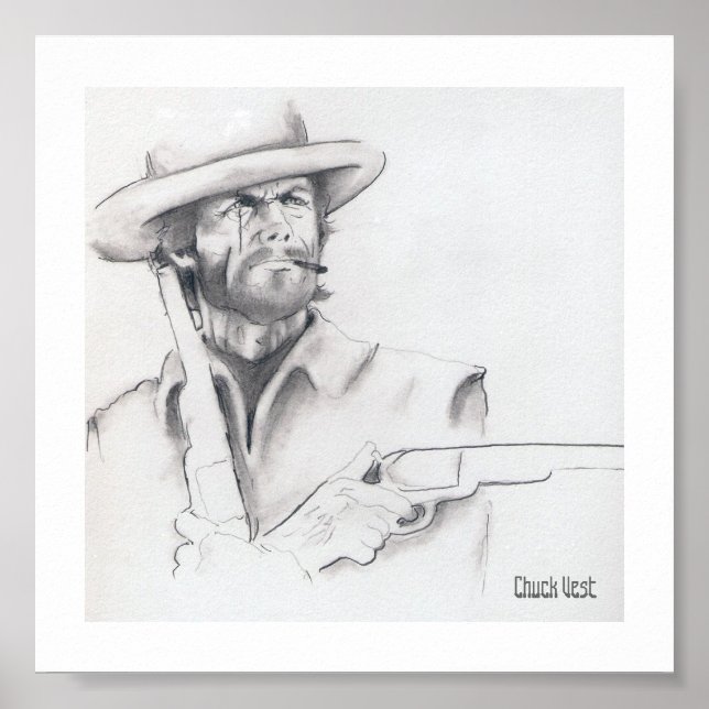 Clint Eastwood Pencil Art Posters Poster (Vorne)