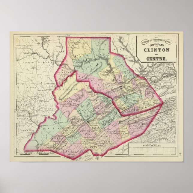 Clinton, Center Landkreise Poster (Vorne)