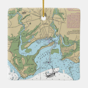 Clinton CT Nautical Chart Keramikornament