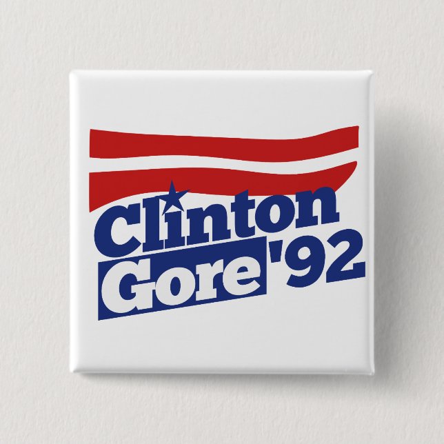 Clinton Gore 92 retro 90s bill clinton al gore Button (Vorderseite)
