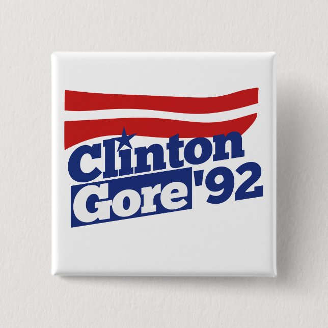 Clinton Gore 92 retro 90s bill clinton al gore Button (Vorderseite)