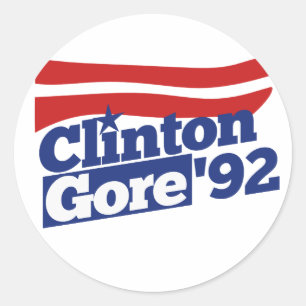 Clinton Gore 92 retro 90s bill clinton al gore Runder Aufkleber