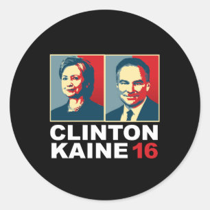 Clinton Kaine 16 - Posterized — Runder Aufkleber