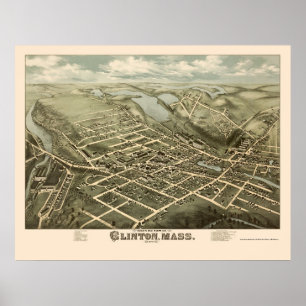 Clinton, MA Panoramic Map - 1876 Poster