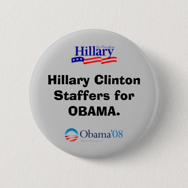 Clinton-Mitarbeiter für Obama-Knopf Button (Vorderseite)