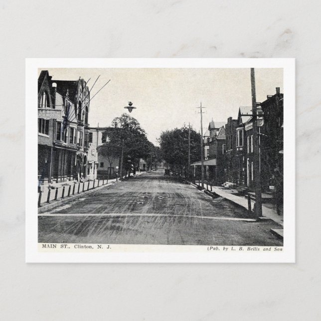 Clinton, New Jersey, Main St, Vintag Postkarte (Vorderseite)