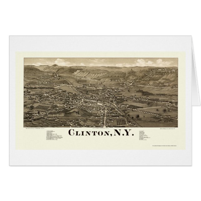 Clinton, NY panoramische Karte - 1885 (Vorderseite (Horizontal))