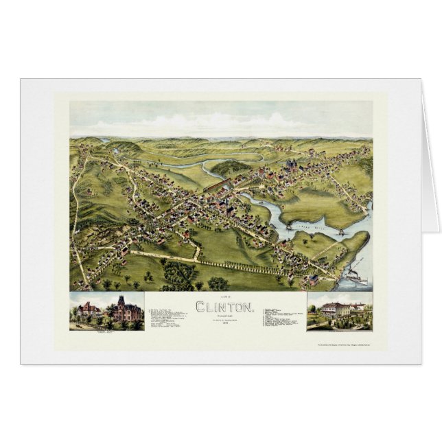 Clinton, panoramische Karte CT - 1881 (Vorderseite (Horizontal))