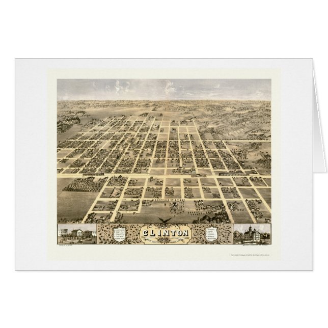 Clinton, panoramische Karte IL - 1869 (Vorderseite (Horizontal))