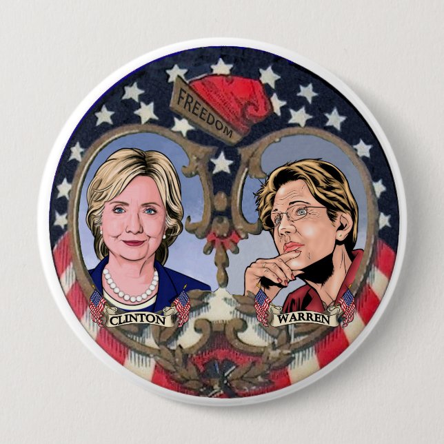 Clinton u. Waren 2016 Button (Vorderseite)