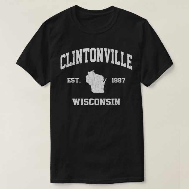 Clintonville Wisconsin WI Vintager Staat Athletic T-Shirt (Design vorne)
