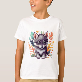 Clip art bébé loup noir corps entier niedlich aqua T-Shirt