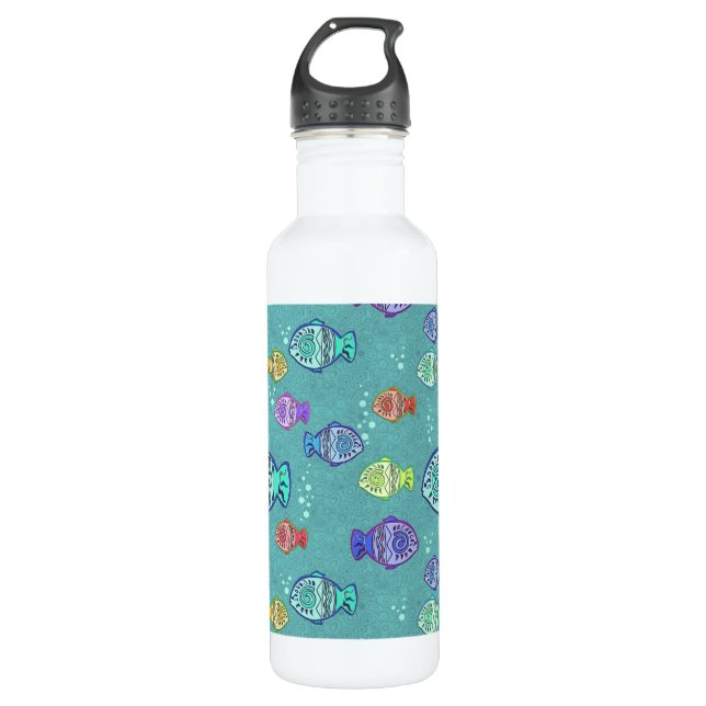 Clip Art Fish Muster + Ihre Ideen Trinkflasche (Vorderseite)