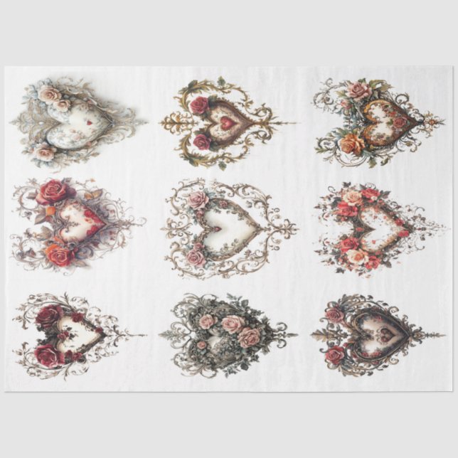 Clip Art Valentine Hearts Seidenpapier (Vorderseite)