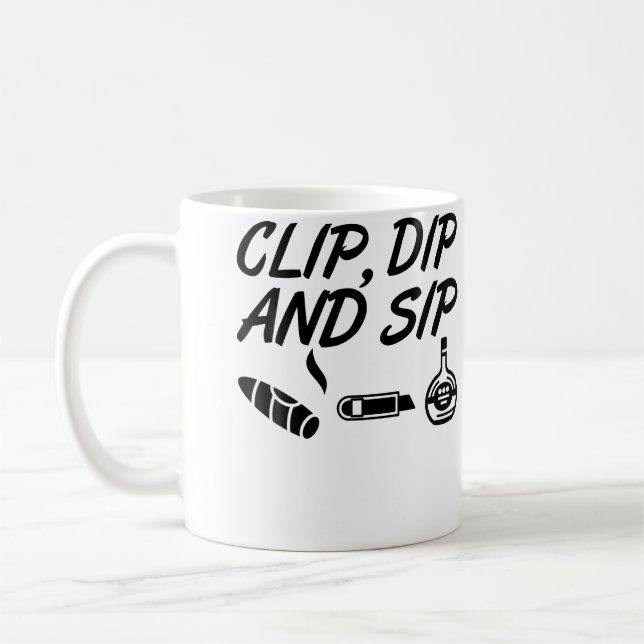 Clip Dip Sip Lustiger Zigarrenabschneider Cognac Kaffeetasse (Links)