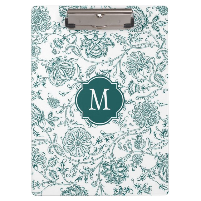 Clipboard für aquamarine und weiße Floral Klemmbrett (Vorderseite)