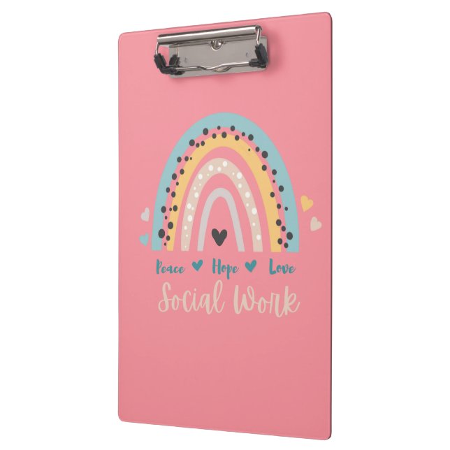 Clipboard "Peace Hope Liebe Social Work" Klemmbrett (Links)