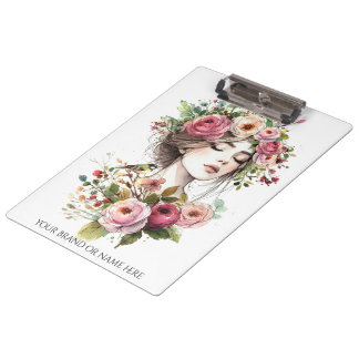 Clipboard Women with Roses-Wreath Klemmbrett
