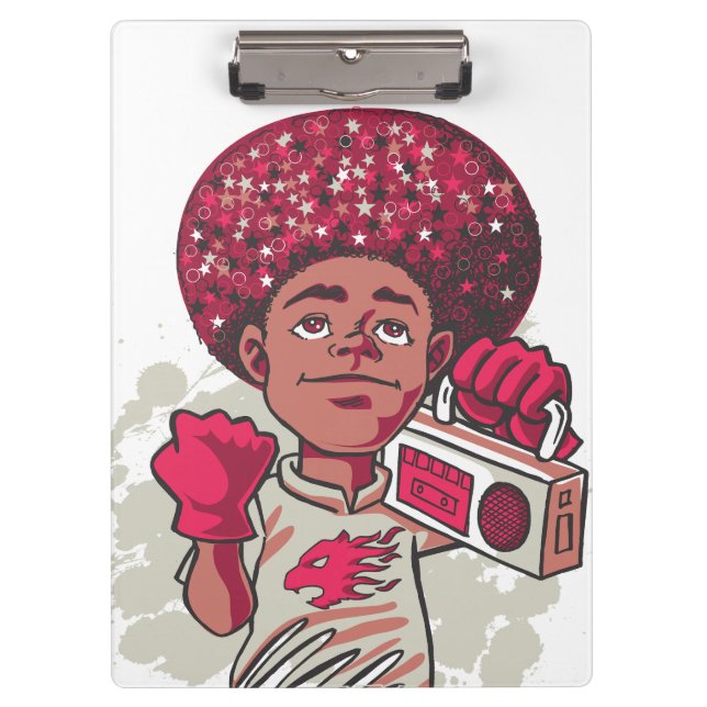 Clipboard – YOUTH Power Afro & Boombox Urban Klemmbrett (Vorderseite)