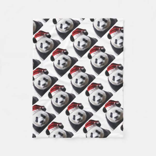 Clipped-Panda-Santa-2 Fleecedecke (Vorderseite)