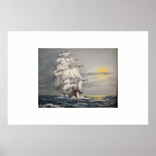 Clipper in der Abenddämmerung Poster (Vorne)