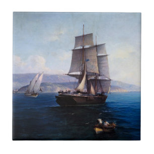 Clipper Segelschiff und Dampfschiff in den 1900er  Fliese