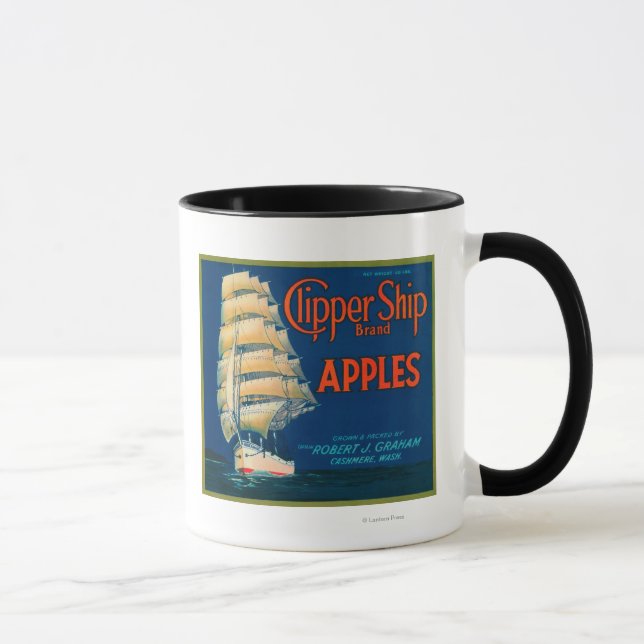 Clipper Ship Apple Label (grün) - Cashmere, WA Tasse (Rechts)