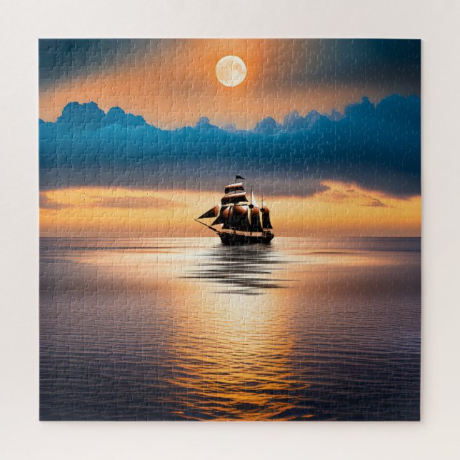 Clipper Ship auf Mondlicht Puzzle (Vertikal)