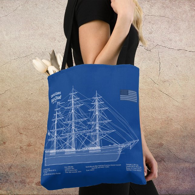 Clipper Ship Flying Cloud - Blueprint ABD (Clipper Ship Flying Cloud - Blueprint ABD. Tote Bag)