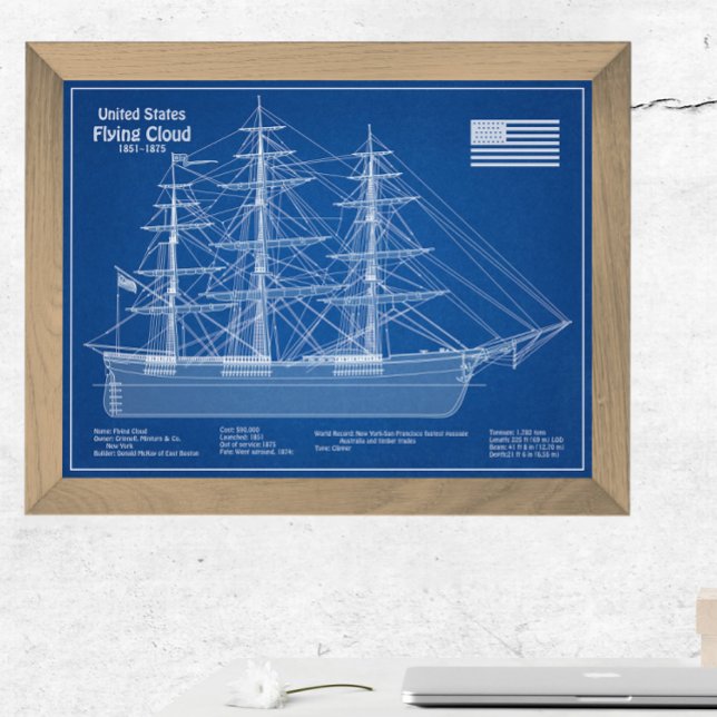 Clipper Ship Flying Cloud - Blueprint ABD Fotodruck (Von Creator hochgeladen)