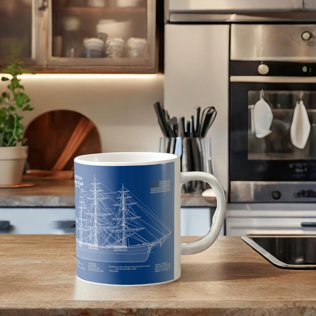 Clipper Ship Flying Cloud - Blueprint ABD Kaffeetasse (Von Creator hochgeladen)