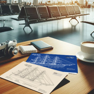 Clipper Ship Flying Cloud - Blueprint ABD Postkarte