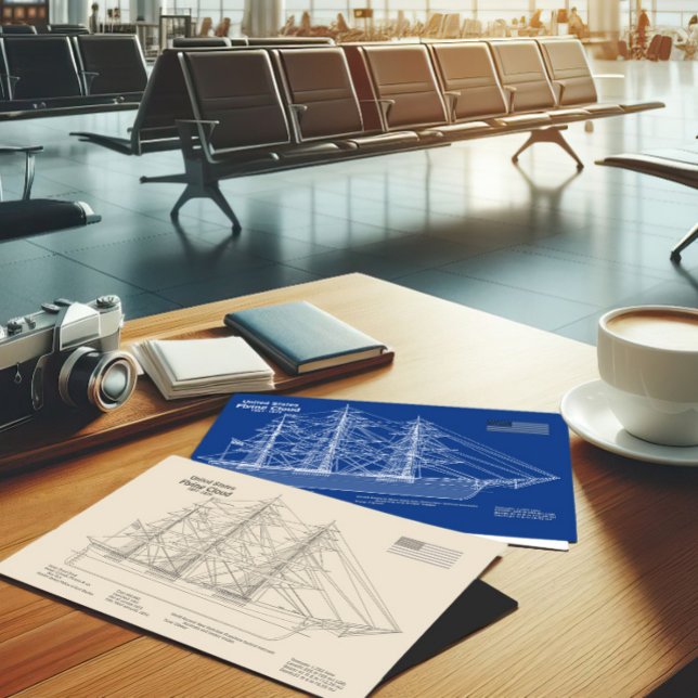 Clipper Ship Flying Cloud - Blueprint ABD Postkarte (Von Creator hochgeladen)