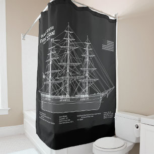 Clipper Ship Flying Cloud - Blueprint PD Duschvorhang
