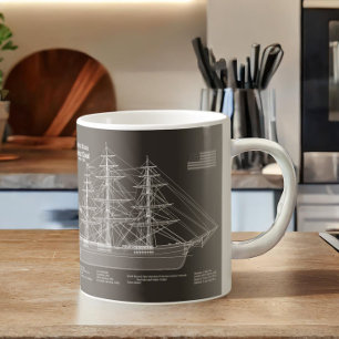 Clipper Ship Flying Cloud - Blueprint PD Kaffeetasse