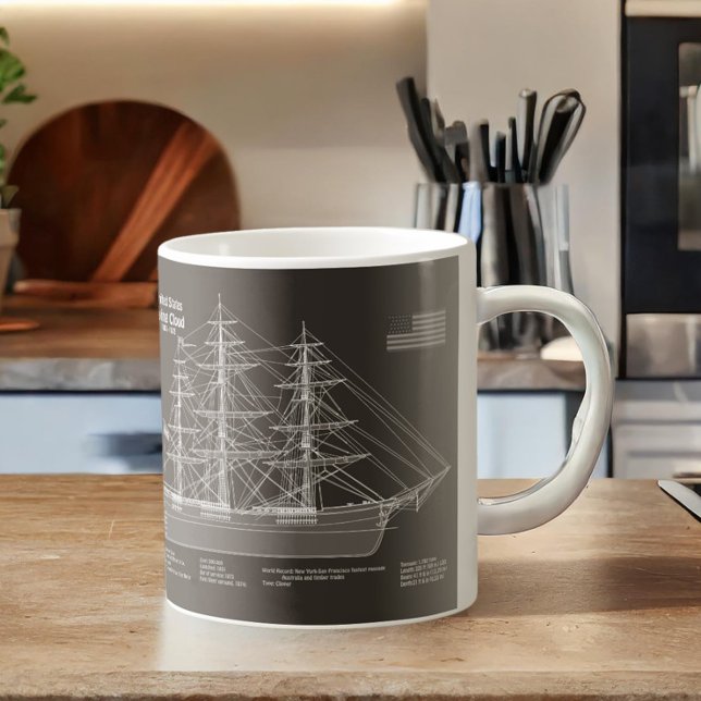 Clipper Ship Flying Cloud - Blueprint PD Kaffeetasse (Clipper Ship Flying Cloud - Blueprint PD. Coffee Mug)