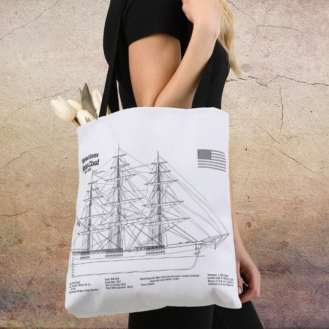 Clipper Ship Flying Cloud - Ship Blueprint BD (Clipper Ship Flying Cloud - Ship Blueprint BD. Tote Bag)