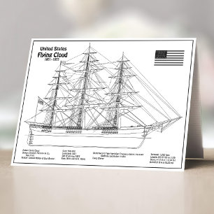 Clipper Ship Flying Cloud - Ship Blueprint BD Dankeskarte