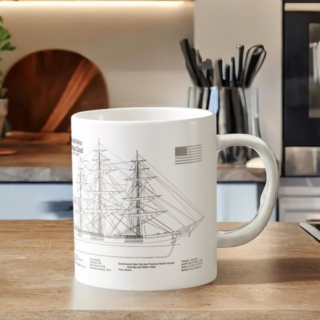 Clipper Ship Flying Cloud - Ship Blueprint BD Kaffeetasse (Clipper Ship Flying Cloud - Ship Blueprint BD. Coffee Mug)