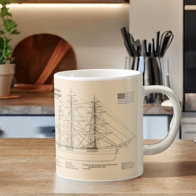 Clipper Ship Flying Cloud - Ship Blueprint SD Kaffeetasse (Clipper Ship Flying Cloud - Ship Blueprint SD. Coffee Mug)