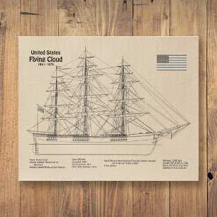 Clipper Ship Flying Cloud - Ship Blueprint SD Puzzle
