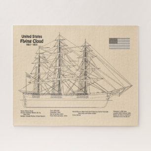 Clipper Ship Flying Cloud - Ship Blueprint SD Puzzle