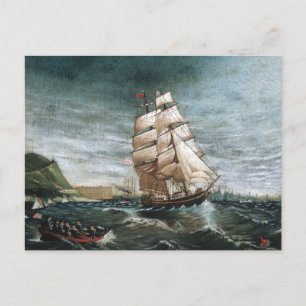 Clipper Ship in New York Hafen 1890 Postkarte