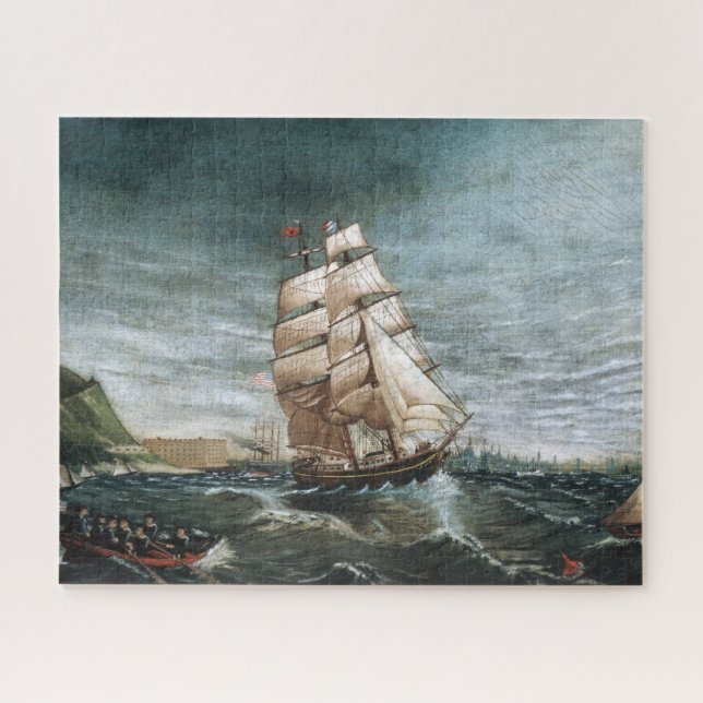 Clipper Ship in New York Hafen 1890 Puzzle (Horizontal)