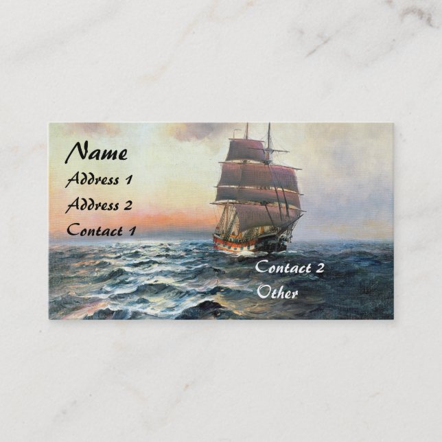 Clipper Ship Ocean Sailing Seas Business Cards Visitenkarte (Vorderseite)