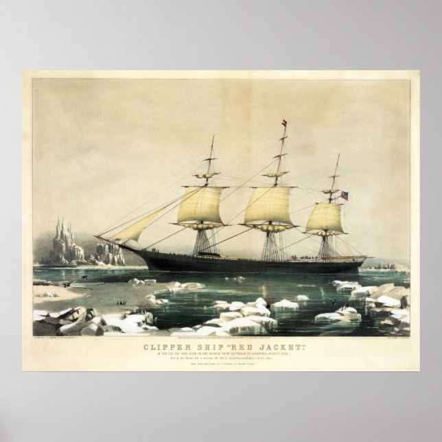 Clipper Ship Red Jacket im Ice off Cape Horn Poster (Vorne)