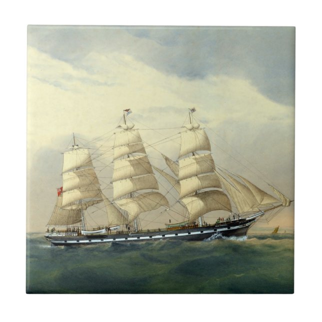Clipper Ship The Helen Pembroke 1870 Fliese (Vorderseite)