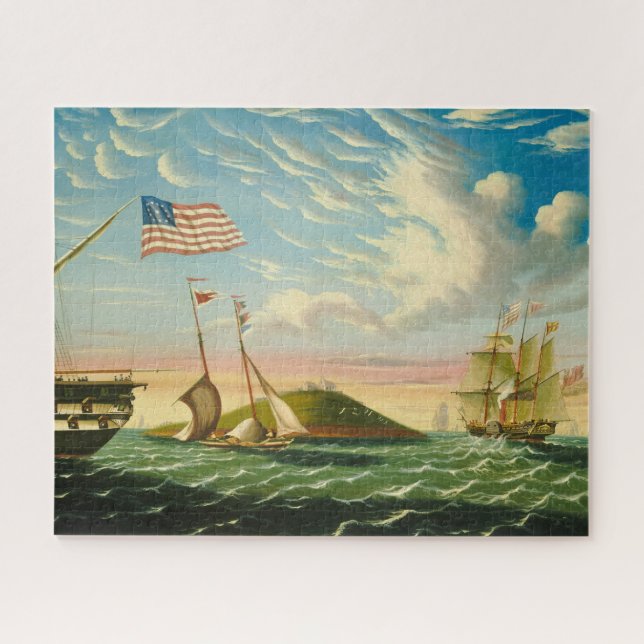 Clipper Ships Boston Hafen 1800er Puzzle (Horizontal)